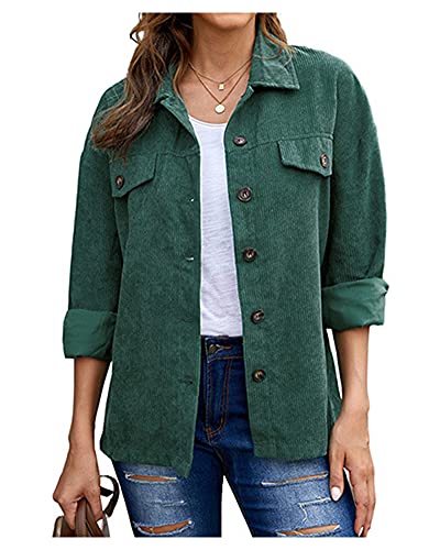 CYSTYLE Damen Cord Hemd Blusen Cordhemd Cordjacke Patchwork Freizeit Jacken Frühling Herbst Oberteile Casual Langarm Oberteil Lose Hemd Tops Outwear von CYSTYLE