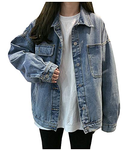 CYSTYLE Damen Jeansjacke BF Jacke Frühling und Herbst Denim Jacket Jeans Jacke Mantel Warme Winterjacke Top Outwear (Blau, M) von CYSTYLE