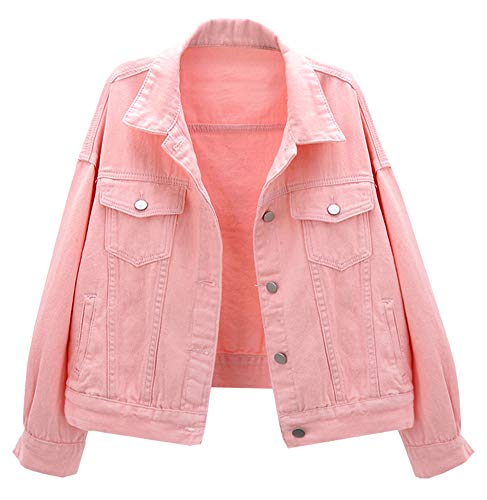 CYSTYLE Damen Jeansjacke Übergangsjacke Kurz Jacke Denim Casual in klassischer Form (Rosa, M) von CYSTYLE