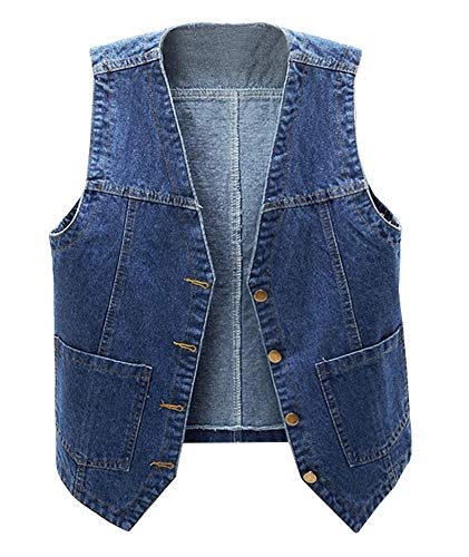 CYSTYLE Damen Jeansweste übergröße Denim Jacke Ärmellos Beiläufige Jeansweste Denim Weste Vest Frühling Cardigan Top Outwear von CYSTYLE