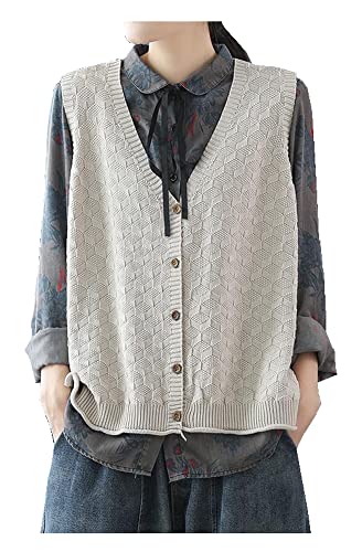 CYSTYLE Damen Strickweste Pullunder Weste Strickjacke Westen Vest Herbst Winter Ärmellose Cardigan Top Outwear von CYSTYLE