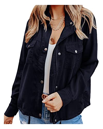 CYSTYLE Damen Übergangsjacke Sommerjacke Stehkragen Utility Jacket Leicht Boyfriend Parka Outdoor von CYSTYLE