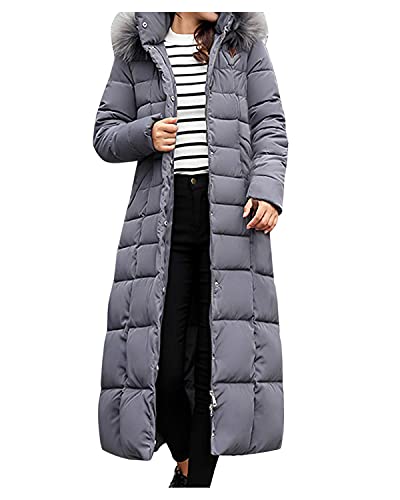 CYSTYLE Damen Winter Jacken Lang Warm Baumwolljacke Baumwollkleidung Verdickt Übergangsjacke Maxi Parka Jacke Kunstpelz Gürtel Langarm Steppjacke Outwear Damenmantel mit Kapuze von CYSTYLE