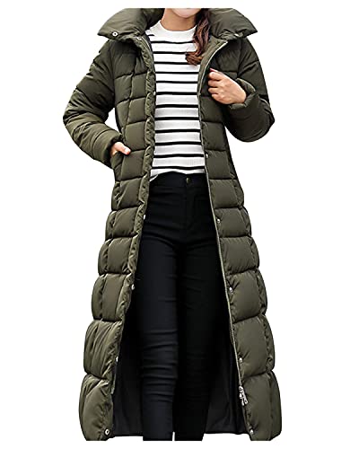 CYSTYLE Damen Winter Jacken Lang Warm Baumwolljacke Baumwollkleidung Verdickt Übergangsjacke Maxi Parka Jacke Kunstpelz Gürtel Langarm Steppjacke Outwear Damenmantel mit Kapuze von CYSTYLE