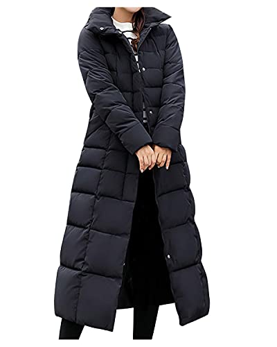 CYSTYLE Damen Winter Jacken Lang Warm Baumwolljacke Baumwollkleidung Verdickt Übergangsjacke Maxi Parka Jacke Kunstpelz Gürtel Langarm Steppjacke Outwear Damenmantel mit Kapuze von CYSTYLE