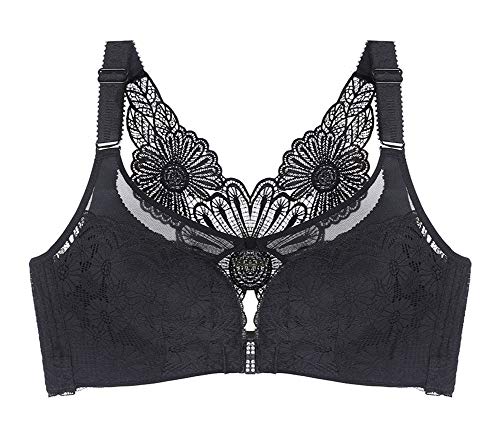 CYSTYLE Damen übergröße Vorderverschluss BH Dünn Push UP BH Set für Große Größen mit Blumen Am Rücken Design von CYSTYLE