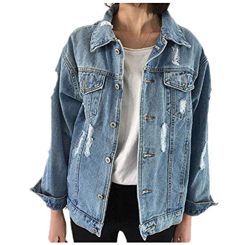 CYSTYLE Frauen Basic Mäntel Herbst und Winter Damen Jeansjacke Vintage Langhülse Lose Mädchen Jeans Mantel Beiläufige Outwear (EU S=Asia M) von CYSTYLE