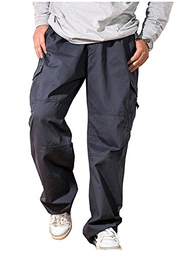 CYSTYLE Herren Cargohosen Hose Freitzeithose Baggy Gerades Bein Loose Fit (Grau, 2XL/Gewicht 110-120 KG) von CYSTYLE