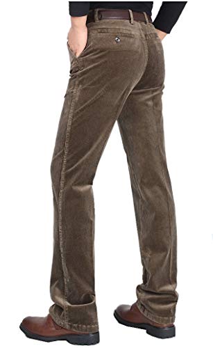 CYSTYLE Herren Corduroy Cordhose Straight Leg (Khaki, L) von CYSTYLE