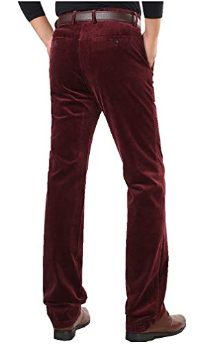 CYSTYLE Herren Corduroy Cordhose Straight Leg (Rot, L) von CYSTYLE