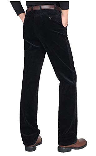 CYSTYLE Herren Corduroy Cordhose Straight Leg (Schwarz, L) von CYSTYLE