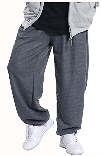 CYSTYLE Herren Hip Hop Fashion Große Größen Herren Hose Sweathose Lang Straight Leg Loose Fit (Grau, M/Gewicht 60 KG) von CYSTYLE