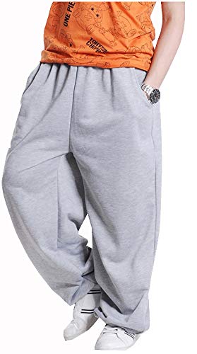 CYSTYLE Herren Hip Hop Fashion Große Größen Herren Hose Sweathose Lang Straight Leg Loose Fit (Hellgrau, 2XL/Gewicht 75 KG) von CYSTYLE