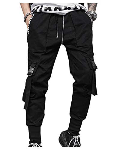 CYSTYLE Herren Hose Mode Cargo Hose Techwear Pants Streetwear Muti Taschen Bandage Casual hip hop Hose Sporthosen Harem Hose Männer Freizeithose Chino Hose Sweatpants von CYSTYLE