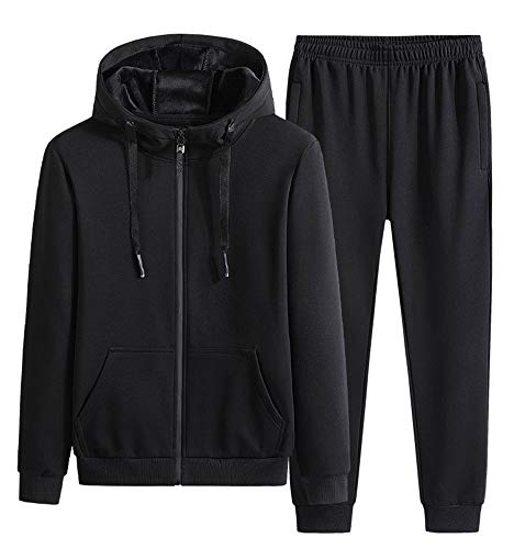 CYSTYLE Herren Trainingsanzug Samt Jogginganzug Winter Warm Sportanzug Männer Jacke Kapuzenjacke+Hosen Jogginghose von CYSTYLE