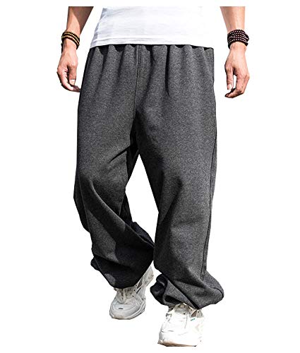 CYSTYLE Herren Winter Gefüttert übergröße Hip Hop Jogginghose Sporthose Jogginghose Freizeit Hose für Große Größen (Grau, 4XL/Gewicht 110KG) von CYSTYLE