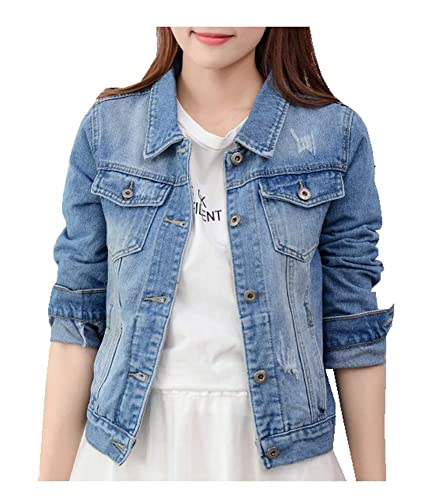 CYSTYLE Jeansjacke Damen Kurz Sommer Übergangsjacke Jacke Leichte Denim Casual in klassischer Form von CYSTYLE