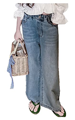 CYSTYLE Kinder Mädchen Jean Hosen Loch Denim Jeans Vintage Hose mit Weitem Bein Jeanshose von CYSTYLE