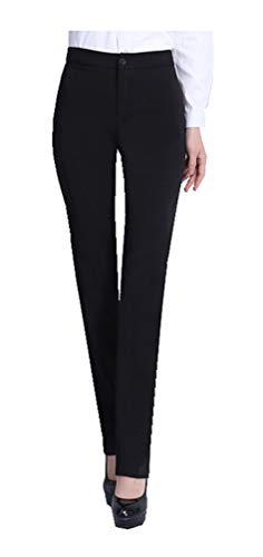 CYSTYLE Neue Damen Gerade Hose Kellnerhose Anzug Hose Anzughose Service Classic Style mit Elastische an Taile (Schwarz, M) von CYSTYLE