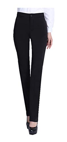 CYSTYLE Neue Damen Gerade Hose Kellnerhose Anzug Hose Anzughose Service Classic Style mit Elastische an Taile (Schwarz, XS) von CYSTYLE