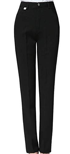 CYSTYLE Neue Damen Hohe Taille Gerade Hose Kellnerhose Anzug Hose Anzughose Service Classic Style (Schwarz/Für Frühling und Herbst, 40) von CYSTYLE