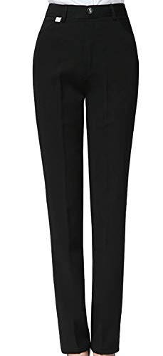 CYSTYLE Neue Damen Hohe Taille Gerade Hose Kellnerhose Anzug Hose Anzughose Service Classic Style (Schwarz/Für Sommer, 48) von CYSTYLE