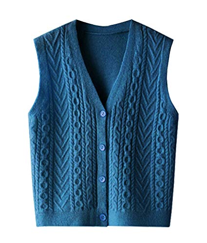 CYSTYLE Neue Damen Strickweste Weste Strick Pullunder V-Ausschnitt Strickweste Vest für Business und Freizeit (Blau, One Size) von CYSTYLE