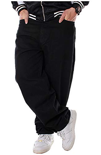 CYSTYLE Neue Herren Jeanshose Baggy Jeans Denim Gerade Hose Loose Fit in Schwarz von CYSTYLE