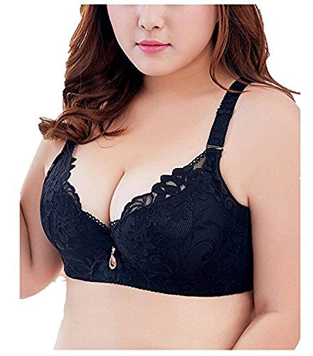 CYSTYLE übergröße Damen Dünn Push Up Spitzen BH für Große Größen (Schwarz, 100E) von CYSTYLE