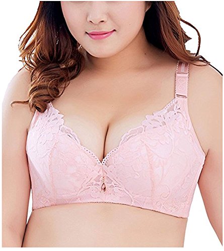 CYSTYLE übergröße Damen Dünn Push Up Spitzen BH für Große Größen (Rosa, 100E) von CYSTYLE