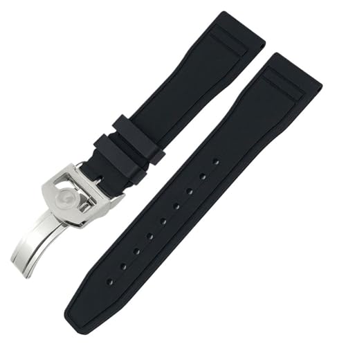 CYSUE 20 mm 21 mm 22 mm Fluorkautschuk-Uhrenarmband ， Für IWC IW3881 IW3777 Upgrade-Ersatzarmbänder Weiches Fluorkautschukband(E,21mm Silver buckle) von CYSUE