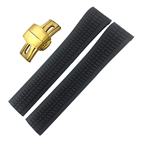 CYSUE 21 mm hochwertiges Gummi-Armband für Patek Aquanaut Philippe für PP 5164A 5167A Silikon-Uhrenarmband Armbänder wasserdicht (Farbe: Schwarzgold, Größe: 21 mm) von CYSUE