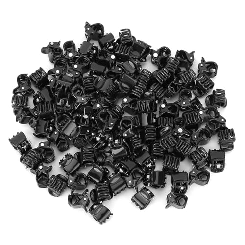CYTGOUPER 100 Stück 1cm Mini Haarklammern, Schwarze Kunststoff Haarklammer Klein, Rutschfester Griff Haarspangen Damen Klein für alle Arten von DIY, Haarschmuck von CYTGOUPER