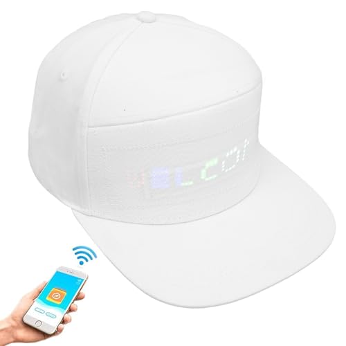 CYTGOUPER LED-Baseballkappe, programmierbare Bluetooth-App-Steuerung, editierbare LED-Display-Kappe, Smart-Hut für Party, Halloween, Outdoor-Konzert, Karneval (Weiß) von CYTGOUPER