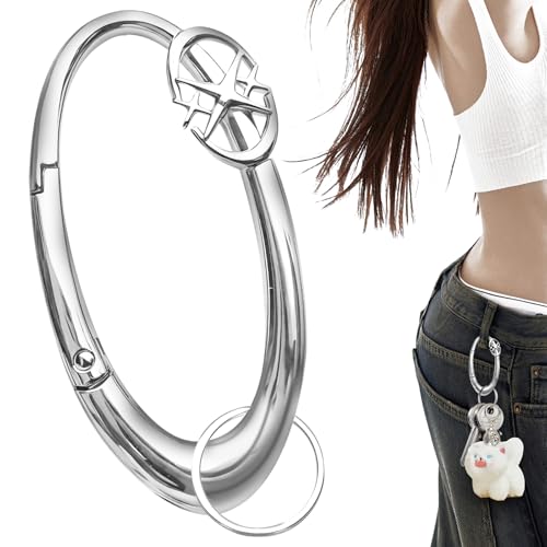 Großer Schlüsselanhänger mit Doppelstern-Druckknopf aus silberner Zinklegierung, süßer Karabiner, minimales Legierungsmaterial, silberfarben, süß für Autoschlüssel, Sternenschlüsselring Schlüsselring von CYUXING