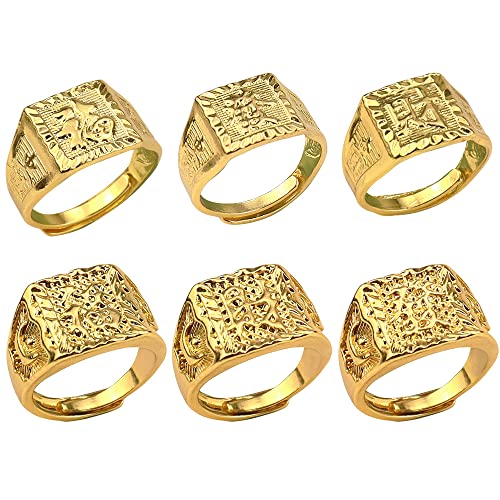 CYUaoao 6 Stk Herren Vergoldeter Ringe Set Hip Hop Ringe Verstellbar Siegelringe Rock Ring Reich Glück Reichtum Kanji Bandring Trauring Gold CYUaoao 6 Stk Herren Vergoldeter Ringe Set Hip Hop Ringe Verstellbar Siegelringe Rock Ring Reich Glück Reichtum Kanji Bandring Trauring Gold von CYUaoao