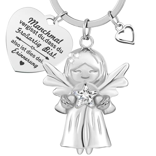 CYUaoao Schutzengel Schlüsselanhänger mit Edelsteinen und Stern Du bist großartig Gravur Geschenk für Frauen Inspirierende Geschenkidee von CYUaoao
