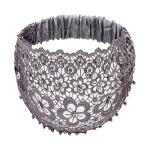 Boho-Stirnbänder, elegante, breite Stirnbänder mit Kristall- und Perlenverzierung, Kopfbedeckung aus hohler Spitze in Pflaumenblütenform für Damen von CYWBUEAFY