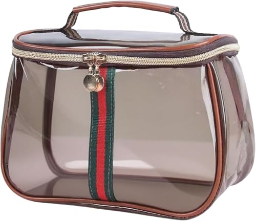 Tragbare Kulturtasche, eleganter und praktischer Vintage-Make-up-Organizer mit Griff, wasserdichte Tasche mit großem Fassungsvermögen und Reißverschluss für Damen von CYWBUEAFY