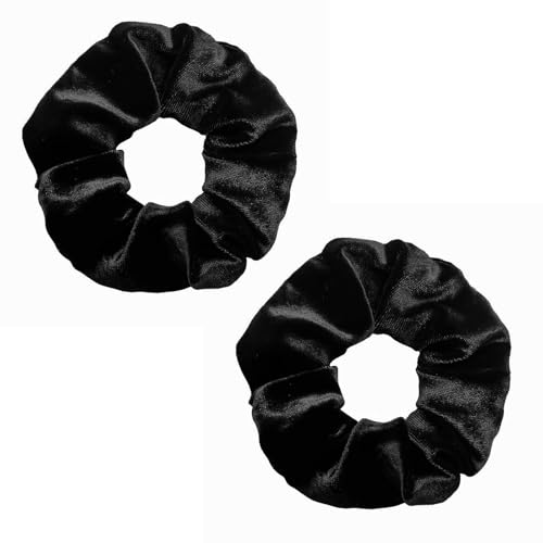 2 Stück Haargummi Schwarz,Haargummis Damen Samt,Elastisch Damen Weich Skrunschis,starker Halt Scrunchies Schwarz Pferdeschwanz,Scrunchies Haargummi,für Stylische Frauen und Mädchen Lockiges von CYXZMYA
