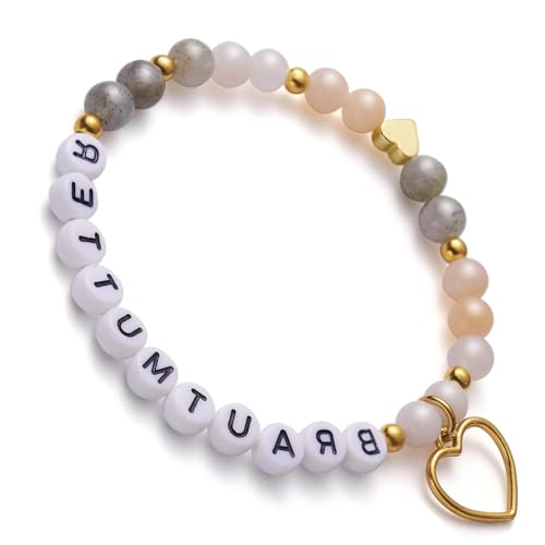 CYXZMYA Trauzeugin Armband,Brautjungfer Geschenk von der Braut Handmade,Brautjungfer Fragen Geschenk,Edelstein Perlen Stretch Armbänder,Hochzeit Schmuck von CYXZMYA