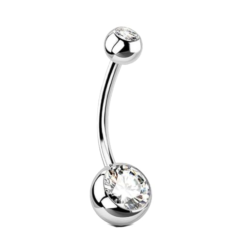 CYXZMYA 1 Stück Bauchnabelpiercing Titan,10 mm Stablänge Piercing,Silber Bauchnabel Piercing,Stylischen Bauchnabel Lang mit 2 Weiß Kristallen,für Frau Mann Geschenk Schmuck,Piercing Körperschmuck. CYXZMYA 1 Stück Bauchnabelpiercing Titan,10 mm Stablänge Piercing,Silber Bauchnabel Piercing,Stylischen Bauchnabel Lang mit 2 Weiß Kristallen,für Frau Mann Geschenk Schmuck,Piercing Körperschmuck. von CYXZMYA
