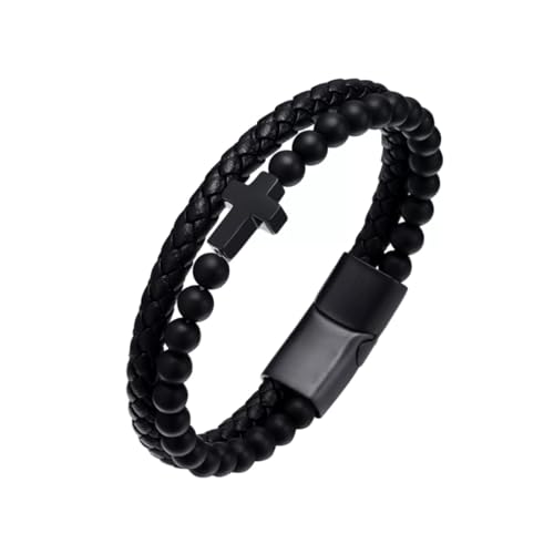 CYXZMYA Armband Herren Edelstahl Kreuz Herrenarmbänder,Edelstahl Echtleder Armband,Jesus Christus Kruzifix Männer Einstellbar mit Knebelverschluss Geschenk,Schmuck Geschenke Für Männer CYXZMYA Armband Herren Edelstahl Kreuz Herrenarmbänder,Edelstahl Echtleder Armband,Jesus Christus Kruzifix Männer Einstellbar mit Knebelverschluss Geschenk,Schmuck Geschenke Für Männer von CYXZMYA