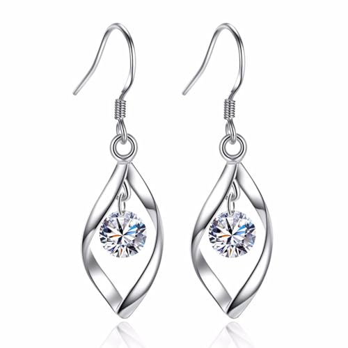 CYXZMYA Damen Ohrringe Hängend Silber 925,Schmuckset Silber 925 Damen,Ohrringe Silber 925 Gold Ohrstecker,Haken damen Schmuck Set silberkette & ohrringe Hängend mit Zirkonia für Mädchen Frauen von CYXZMYA