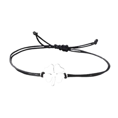 CYXZMYA Glücksbringer Armband,Vierblättriges Kleeblatt Armband Glücksarmband,Handgewebtes ArmbäNder FüR Frauen & MäDchen,für Mutmacher Prüfung Operation,Mütter,Ehefrauen,Geliebte,Schwestern(Silber) von CYXZMYA