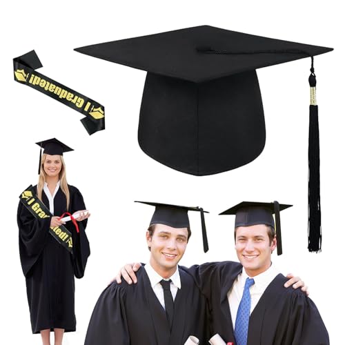 Graduation 2025 Deko Set Prüfung Bestanden Schärpe Schwarz mit,Bachelor Hut,Graduation Hat,Quaste Master Uni Akademiker mit Schärpe Hochschule Bachelor Abschlussfeier College,für Abschlussfeiern von CYXZMYA