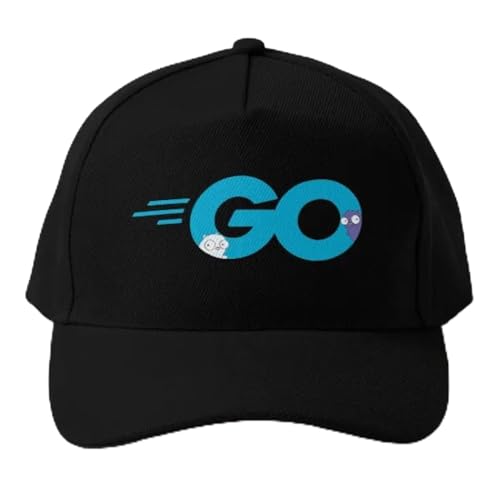 Baseball Cap Golang Go Logo mit eingebettetem Gopher Masc Baseball Cap Hut Casual Snapback Black Fish Cap Boys Outdoor Mens Printed von CYYCXC@