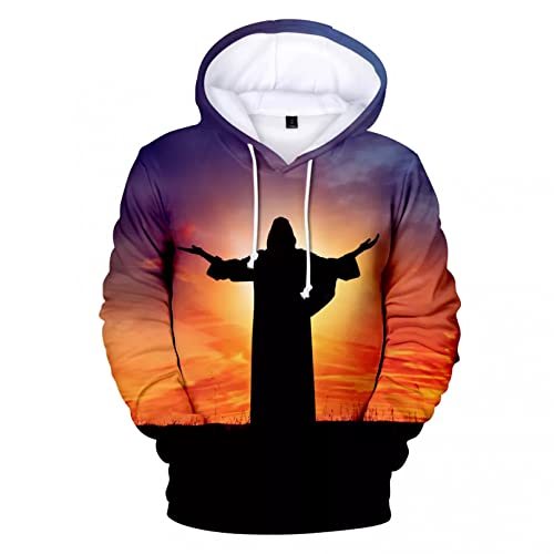 Unisex Druck Kapuzenpullover 3D Hoodies Männer/Frauen Paare Casual 3D Goldener Blitz Jesus Print Hoodie Sweatshirt Jesus ​​Saved My Life Spring Jacket Tops-XL von CYYCXC@