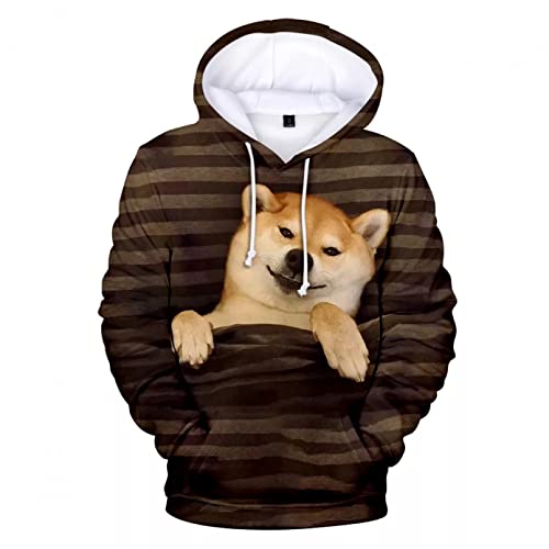 Unisex Druck Kapuzenpullover Shiba Inu 3D Hoodie Frauen Casual Sweatshirt Design Niedlichen Tier Hoodies Mode Pullover Sweatshirt 3D Shiba Inu Hoodies-XL von CYYCXC@