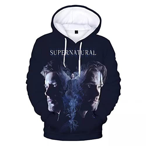 Unisex Druck Kapuzenpullover Supernatural 3D Hoodies Herren Damen Mode Casual Sweatshirt 3D Print Supernatural Herren Hoodie Übergroßer Pullover-XL von CYYCXC@